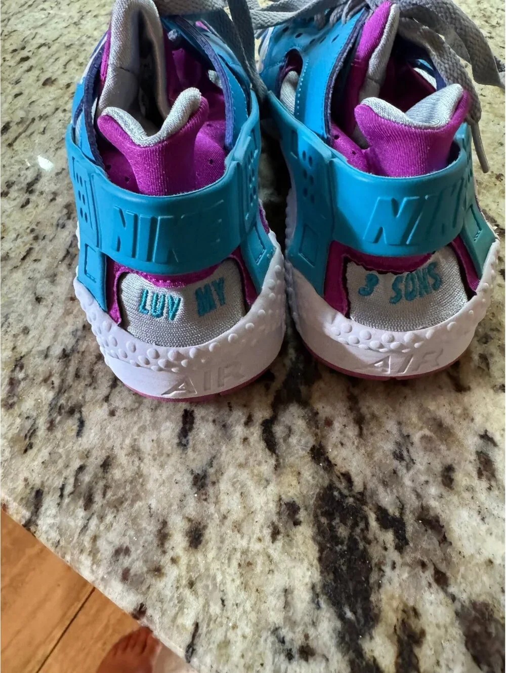 CUSTOM 2015 NIKE HUARACHE SHOES 8.5 PURPLE GREY TEAL NEVER WORN BY NIKEID